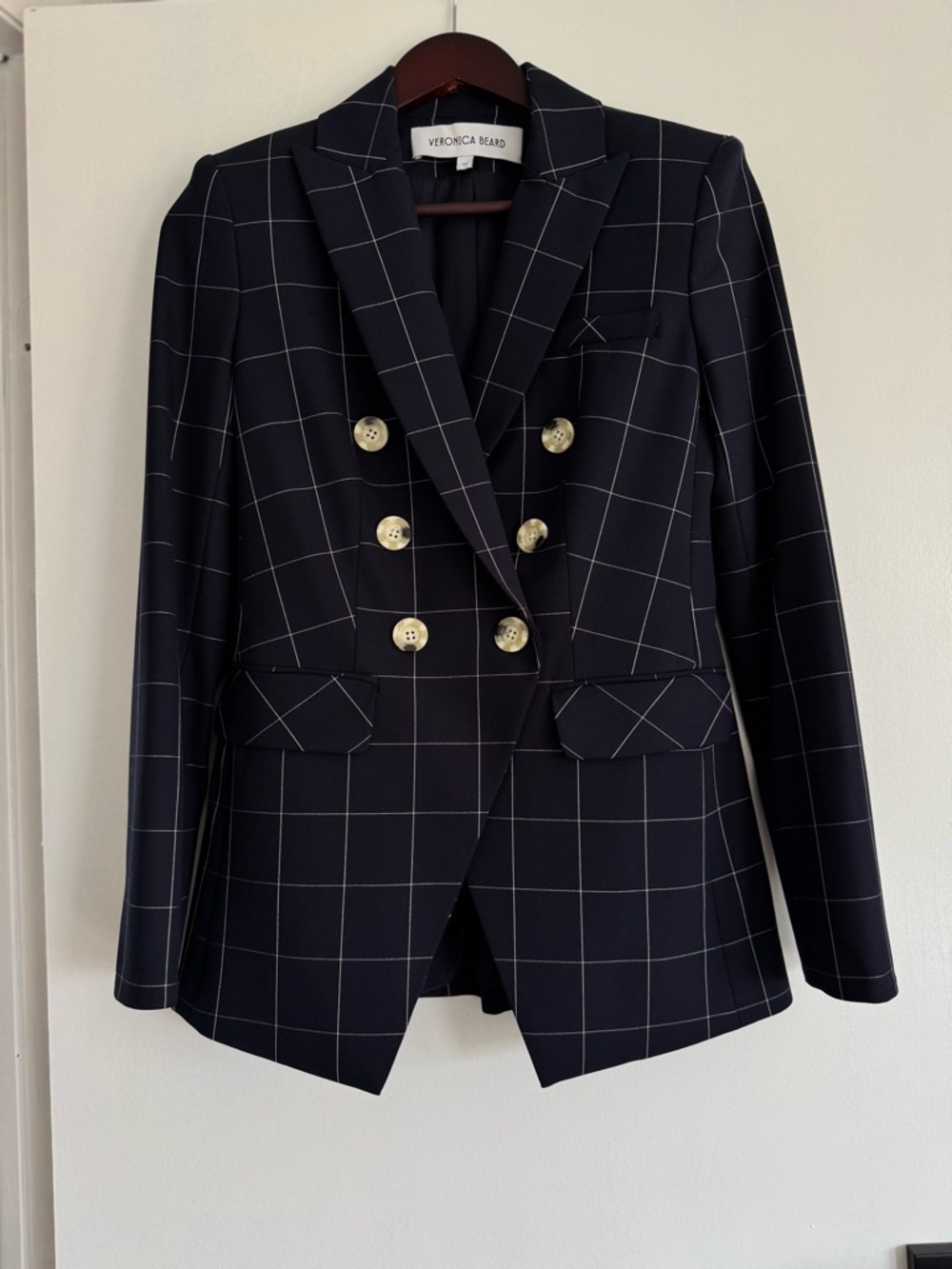 Veronica Beard Charleston Dickey Jacket in Navy/White Windowpane Size 00